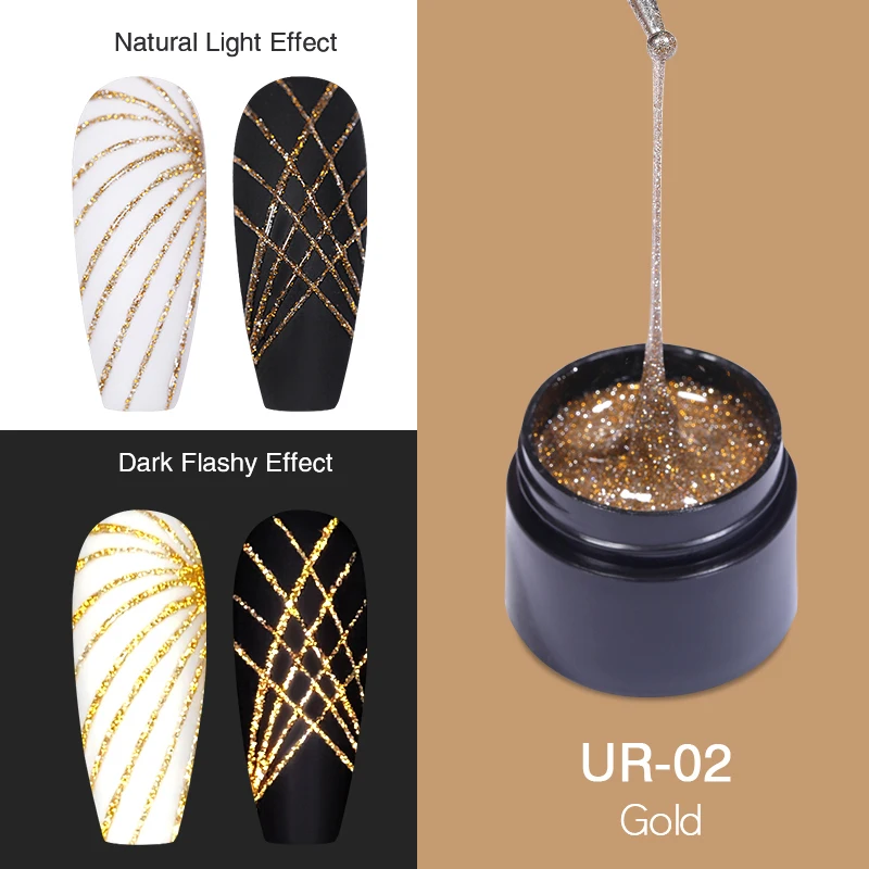 

UR SUGAR Reflective Glitter Gold Wire Drawing Gel Nails Art DIY Design 7ml Spider Painting Gel Varnish Drawing Manicure