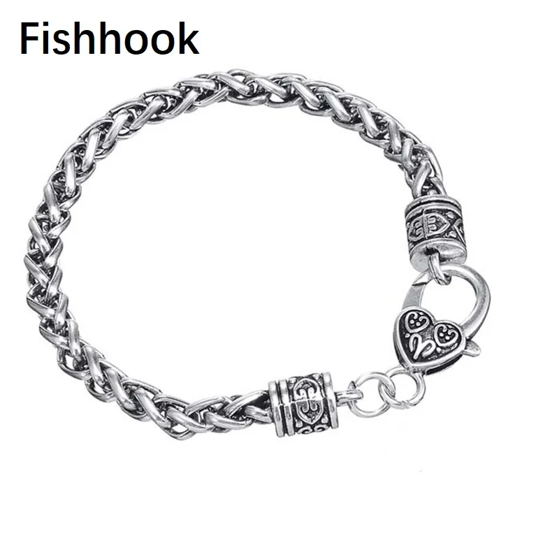 Fishhook античный 6 мм толщиной 200 длинная пшеничная цепочка очаровательные браслеты