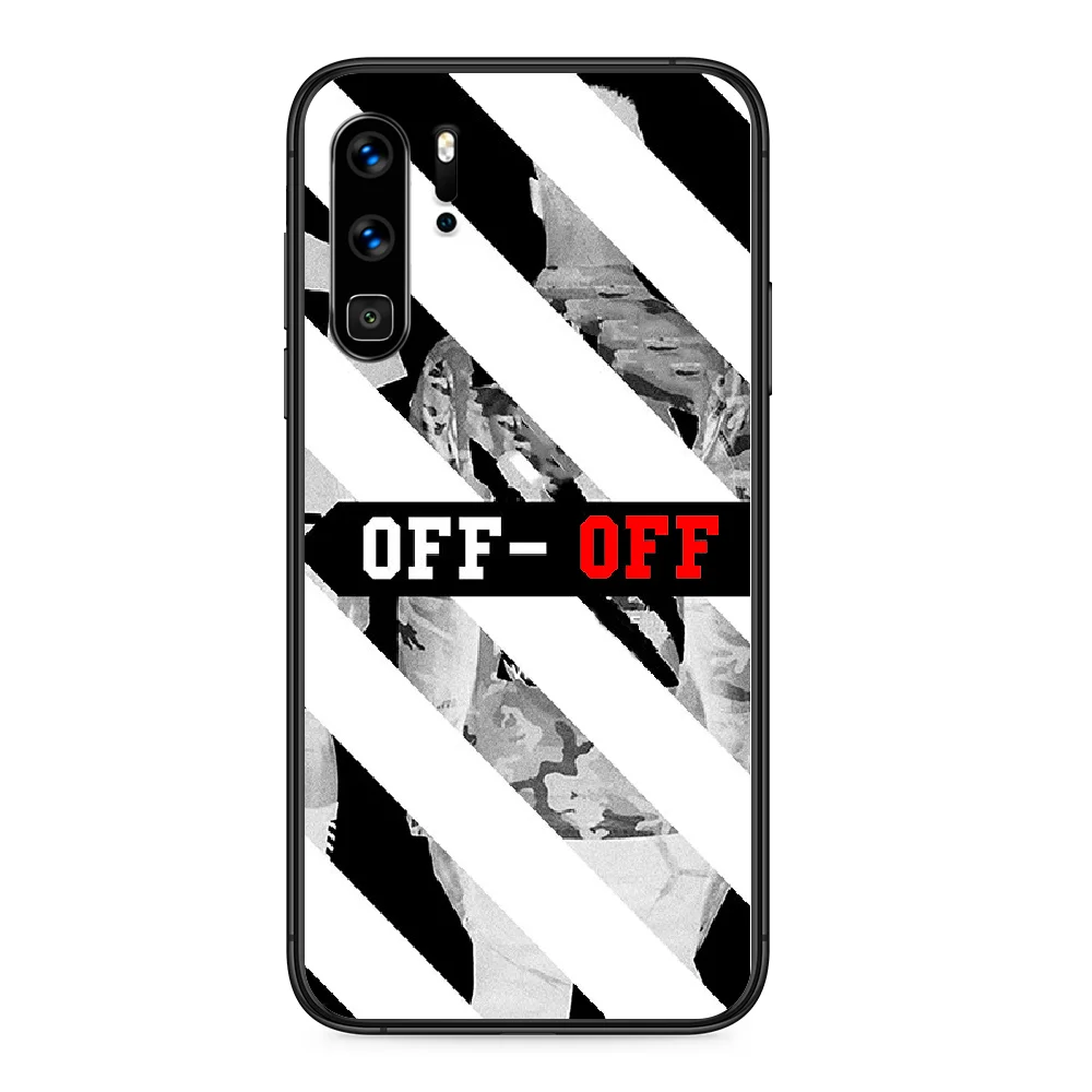 

Fashion Off Ow Brand Phone case For Huawei P Mate Smart 10 20 30 40 Lite Z 2019 Pro black prime painting back trend waterproof
