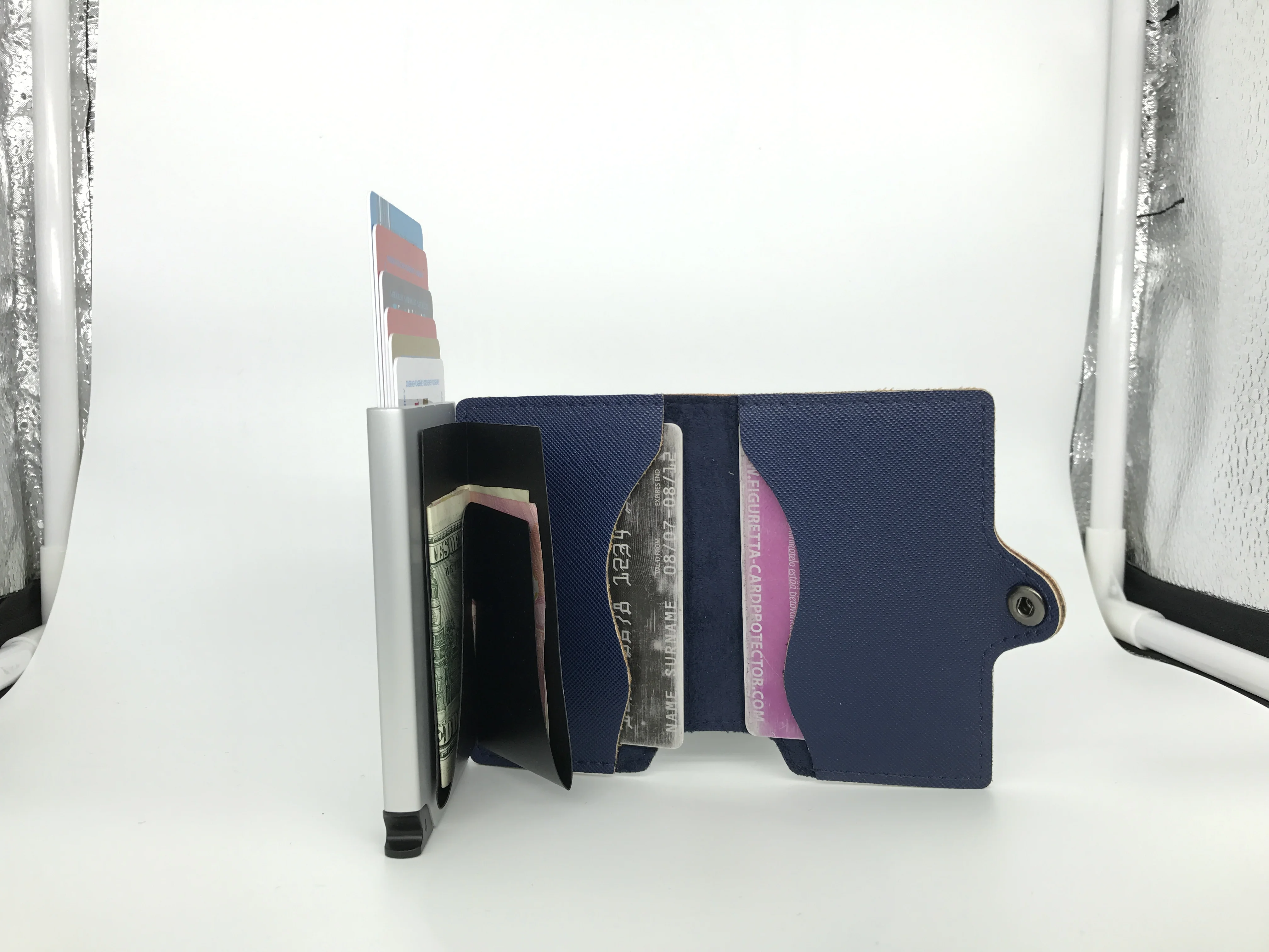 Металлический мужской держатель для карт из искусственной кожи кошелек RFID алюминиевый сплав кредитный держатель для карт противоугонные женские кошельки Автоматический чехол для карт
