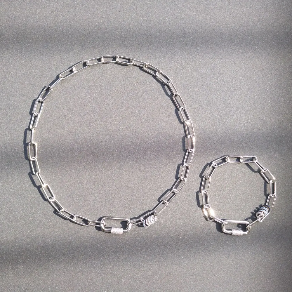 

s925 sterling silver new white gold circle love chain necklace for women interlocking love lock necklace fashion simple jewelry