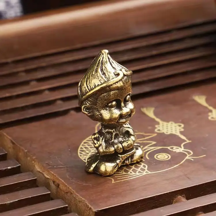 Чистая медь АвтоДекорация Обезьяньего Короля Китянь Да Шэнь До Победы над Буддой Креативный чайный питомец Ручка Декор для офисного стола.