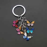 random 5 colors new colorful enamel butterfly keychain insects car key women bag accessories jewelry gifts