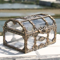 transparent pirate treasure box crystal gem jewelry box storage plastic organizer chest box treasure for jewelry gem trinket box