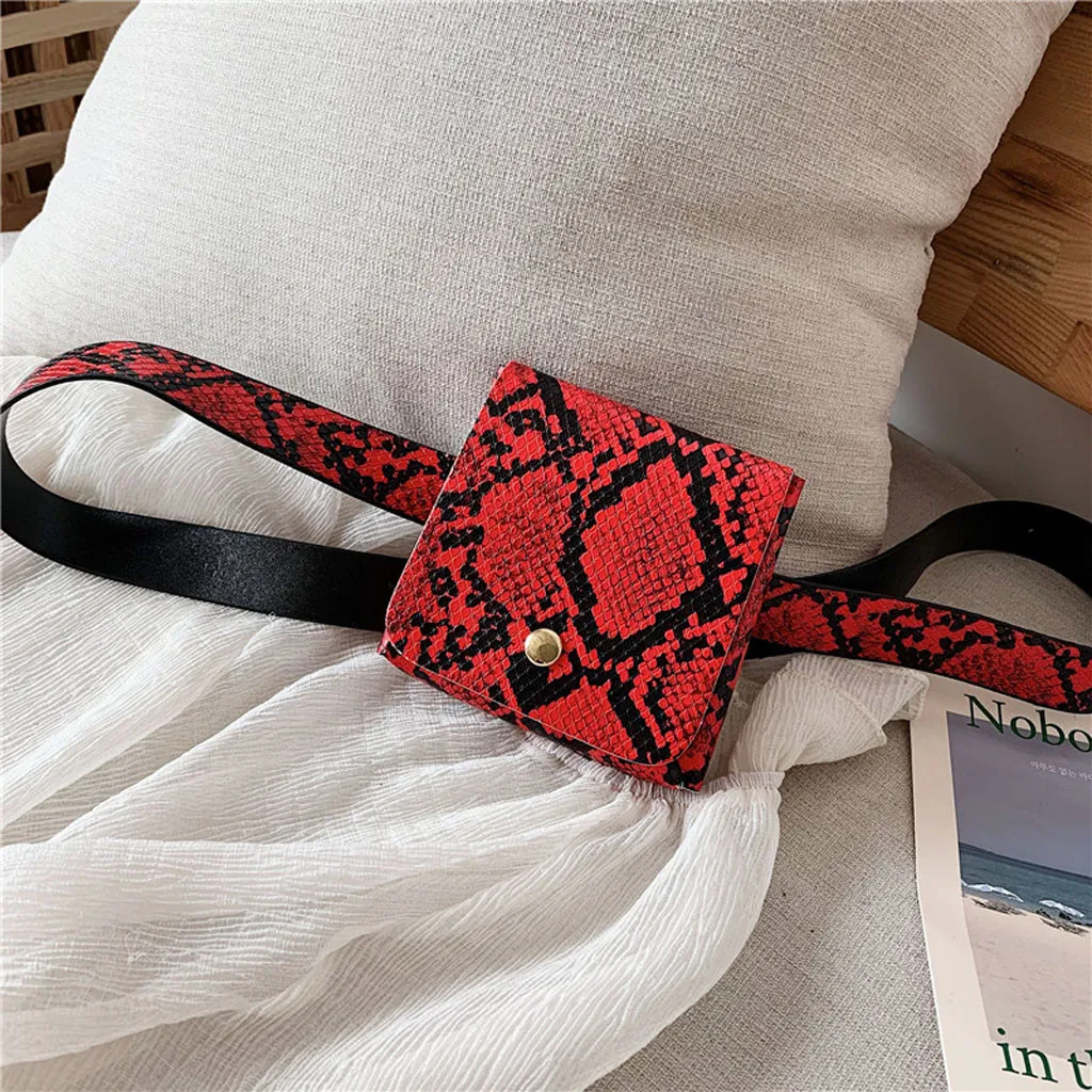 Women Waist Bag Fanny Pack snake Printed Outdoor Sports Belt bag mini coin Purse Pouch Hasp Messenger Bag Chest Bags heuptas new