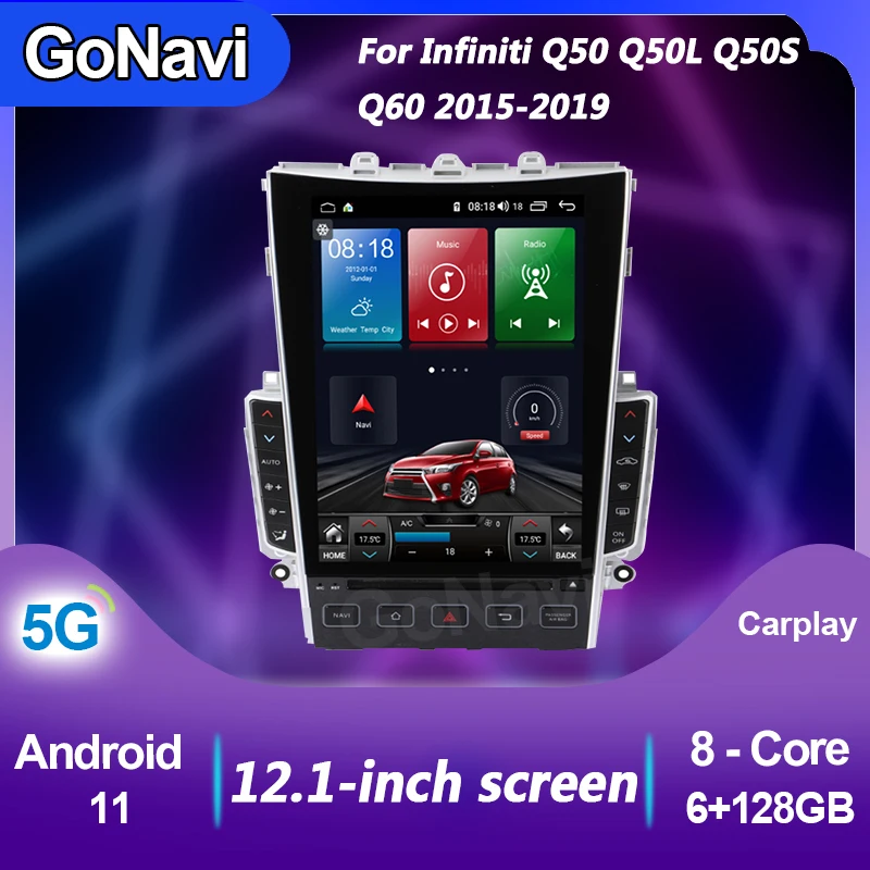 Автомобильный радиоприемник GoNavi Tesla Gps Android для Infiniti Q50 Q50L Q50S Q60 видео центральный