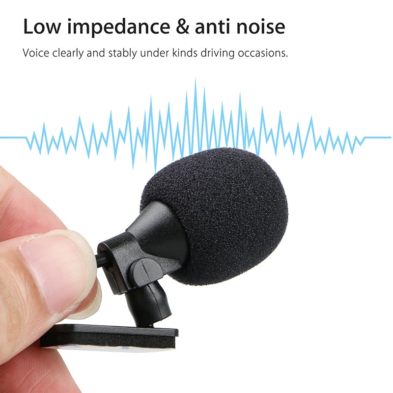 

5m Microphone Cable Low impedance Anti noise U-type fixing clamp Car For Radio GPS Audio DVD External Mic 2.5mm