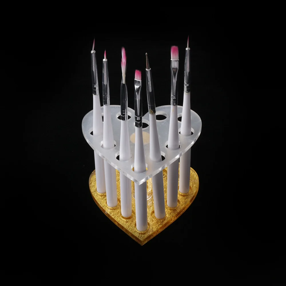 NOQ Dotting Pen держатель в форме сердца с щеткой для ногтей акриловый инструмент для дизайна ногтей полка для ручек коробка органайзер для косметики
