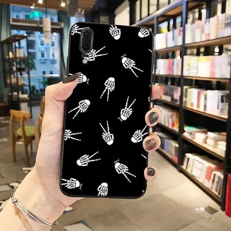 

black white simple Cactus crown design Phone Case For Huawei Y5 Y6 II Y7 Y9 PRIME 2018 2019 NOVA3E P20 PRO P10 Honor 10