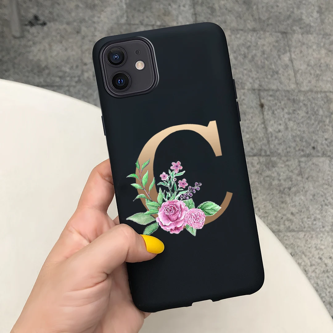 Модный чехол из мягкого силикона с персонализированной черной инициальной буквой для iPhone XS 11 Pro Max 7 8 6s Plus XR 5 5s se.