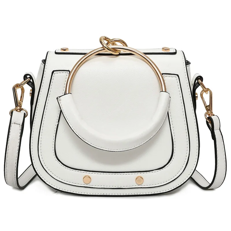 White shoulder bag Роскошная седельная сумка для женщин, сумка-мессенджер, Сумки из искусственной кожи, женские маленькие сумки через плечо, роскошная сумка на плечо B1 - Цвет: White shoulder bag