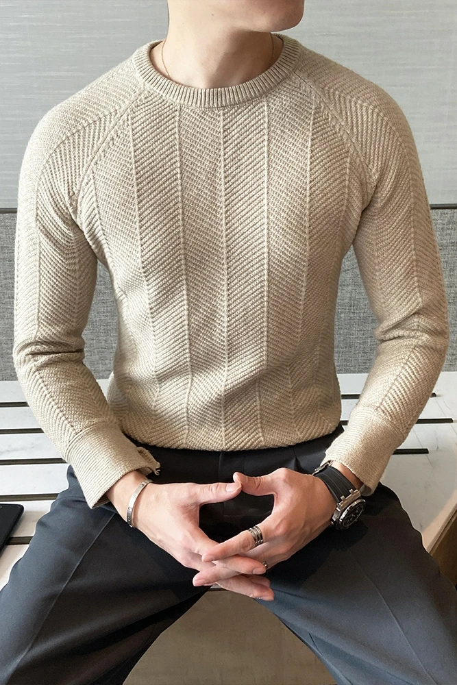 

4Colors Korean Slim Fit Men Casual Sweaters Autumn Winter 2020 Round Collar Long Sleeve Knitted Pullovers Pull Homme Top Quality