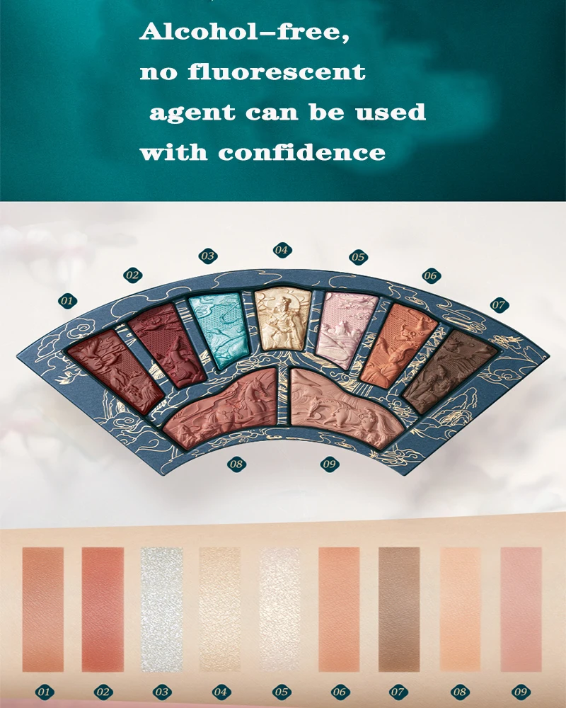 

Chinese Style Peony Lunar Embossed Makeup Palette Luoshen Fu High Gloss Blush Multifunctional Carved Eyeshadow Palette