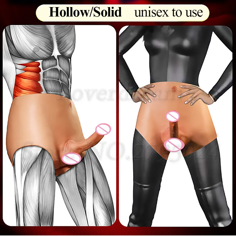 Hollow/Solid Silicone Strapon Dildo Lesbian Panties Super Soft Real Penis Male Dick Sex Toys For Women Men Underwear Penis Pants