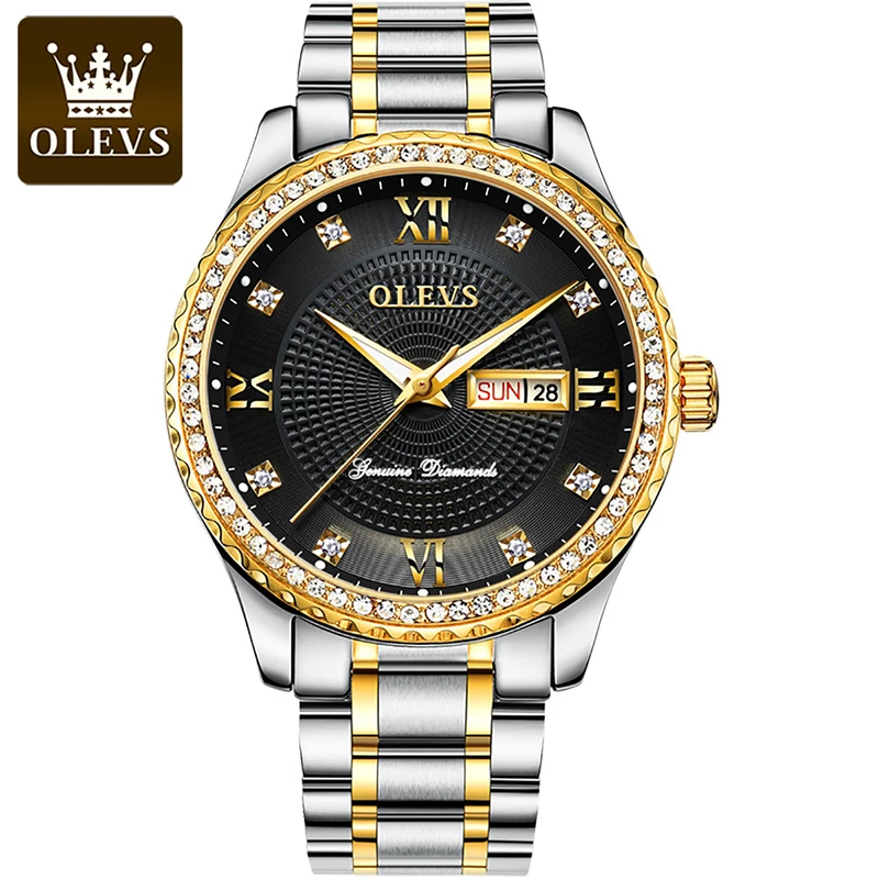 

OLEVS 2021 New Luminous Waterproof Business Wristwatches Quartz Mens Watches Top Brand Luxury Diamond Clock Weekly Calendar 6618