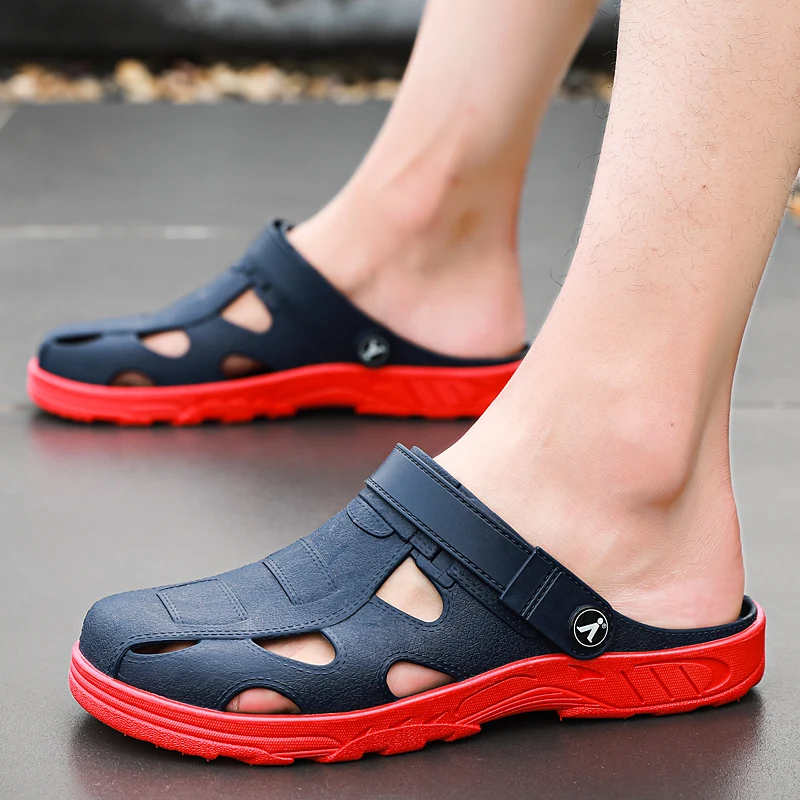 Летняя пляжная обувь для мужчин с отверстиями Дышащие мужские тапочки Удобная