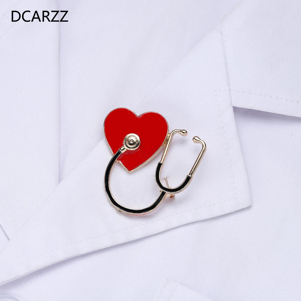 DCARZZ Stethoscope Brooches Gold Gift Doctor Nurse Medical Pin Romantic Jewelry Party Black Enamel Lapel Pins Metal Women | Украшения и