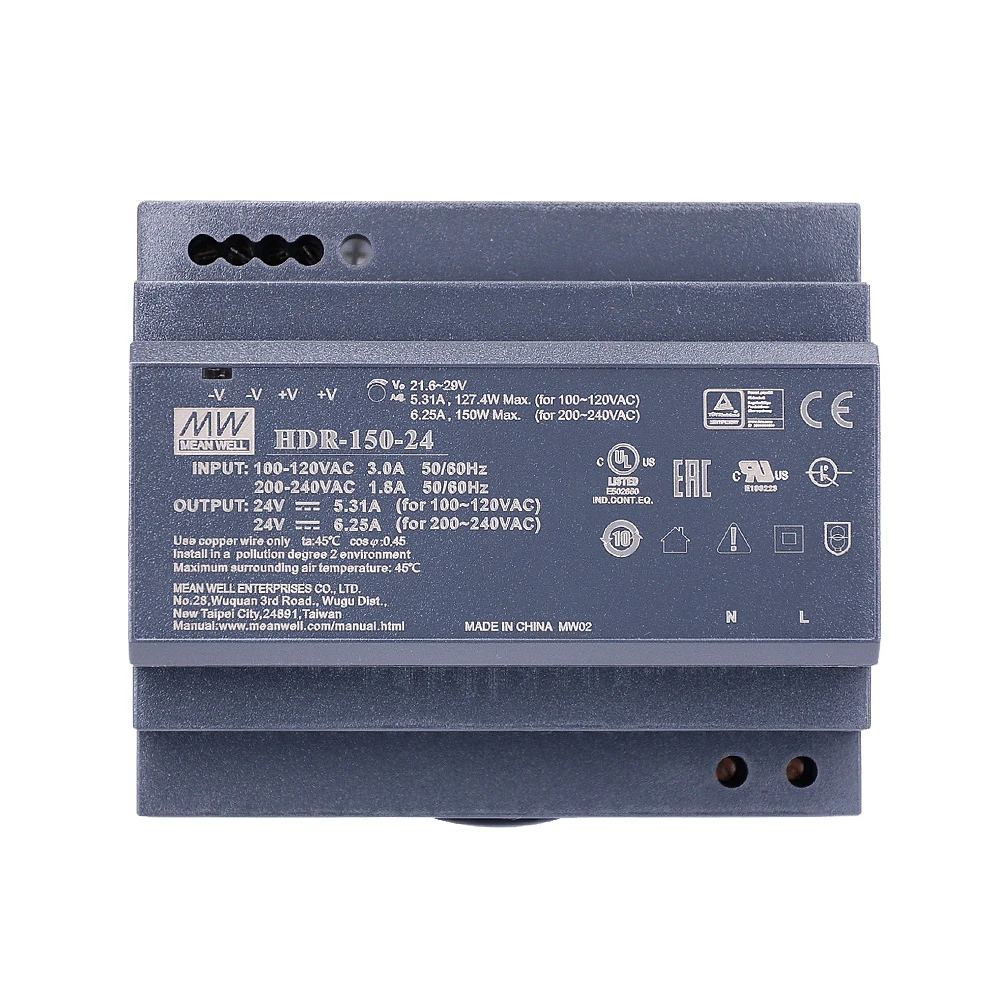 Оригинальный Mean Well HDR 150 24 meanwell 24V DC 6.25A 150W ультра тонкий ступенчатая форма DIN Rail