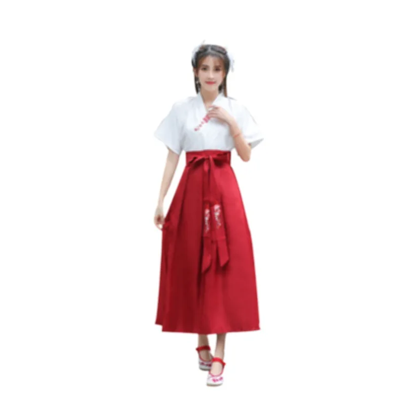 

Daily Costume Hanfu Female Summer Dress Chinese Style Han Element Student Short-sleeved Skirt Suit Cos Suit