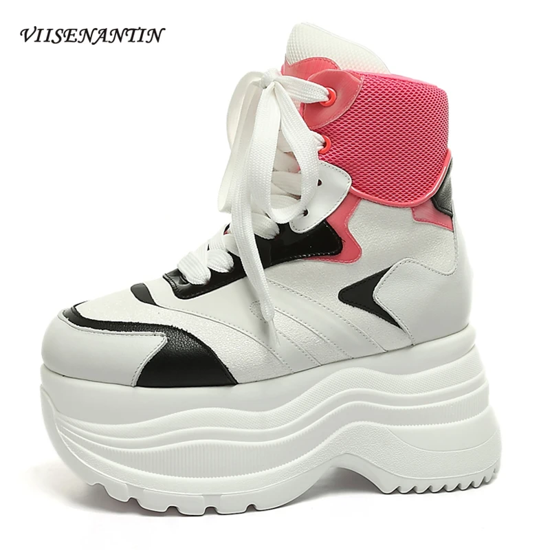 

2021 Autumn New High-top Shoes Women's Leather Super High-heel Platform Platform Old Shoes Short Boots Trendy Shoes Martin Boots