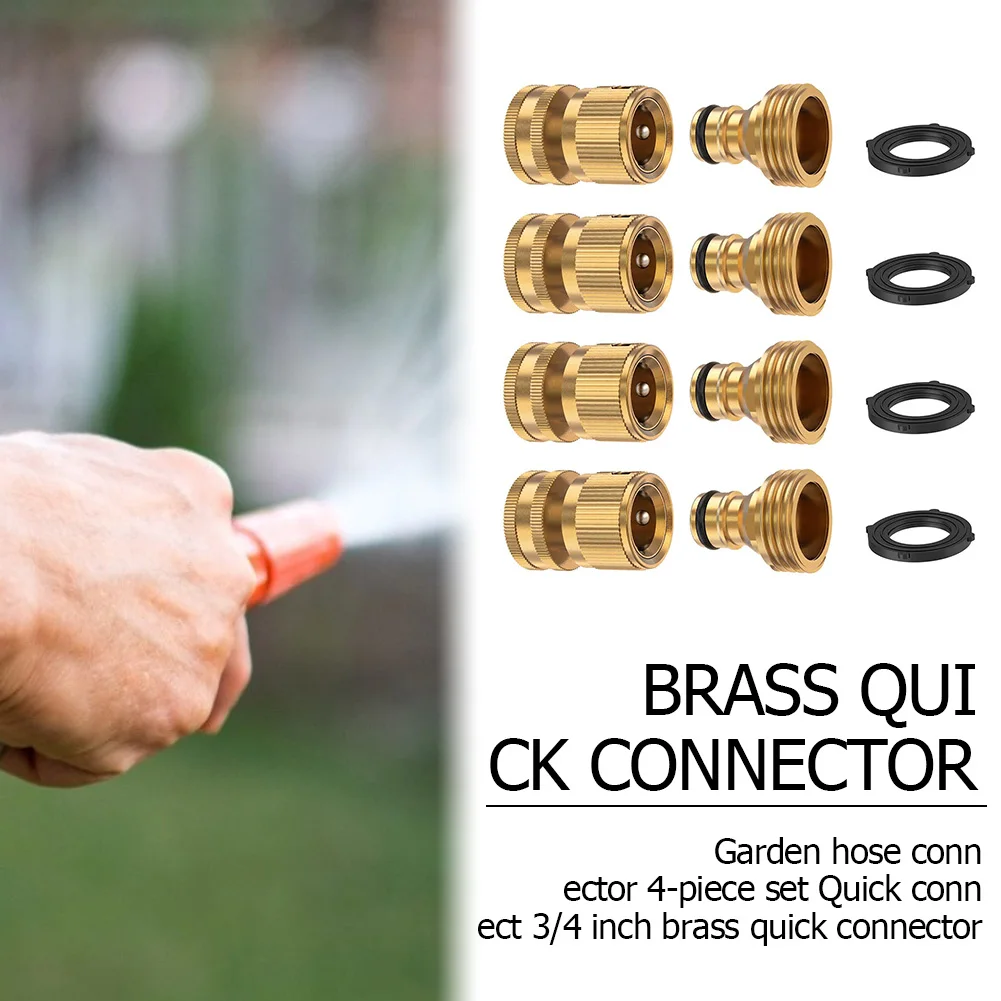 

4 шт., латунный быстроразъемный адаптер для шланга, 3/4 дюйма