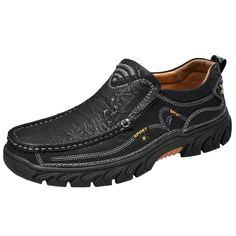 Модные Для мужчин кожа дышащая мужская повседневная обувь без застежки