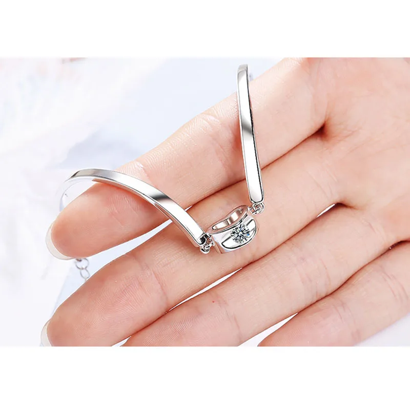 MEETSOFT Новая мода 925 серебряные аксессуары модные Кристальные браслеты для женщин