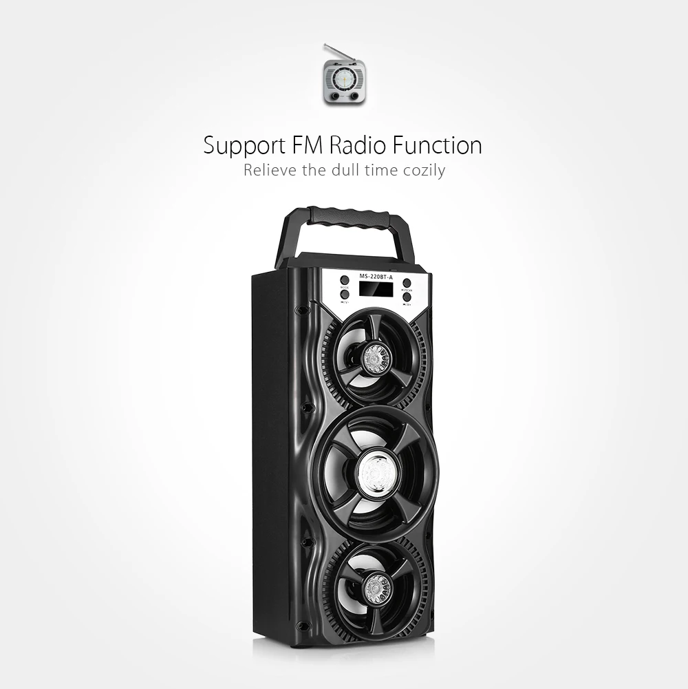 GBTIGER MS-220BT Bluetooth динамик с fm-радио AUX USB TF слот для карты портативный Bluetooth динамик с светодиодный подсветкой
