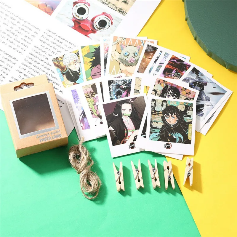 

40 Photos Cosplay Anime Demon Slayer Card Kimetsu No Yaiba Kamado Tanjirou Kamado Nezuko Card Photo with Clip Lanyard