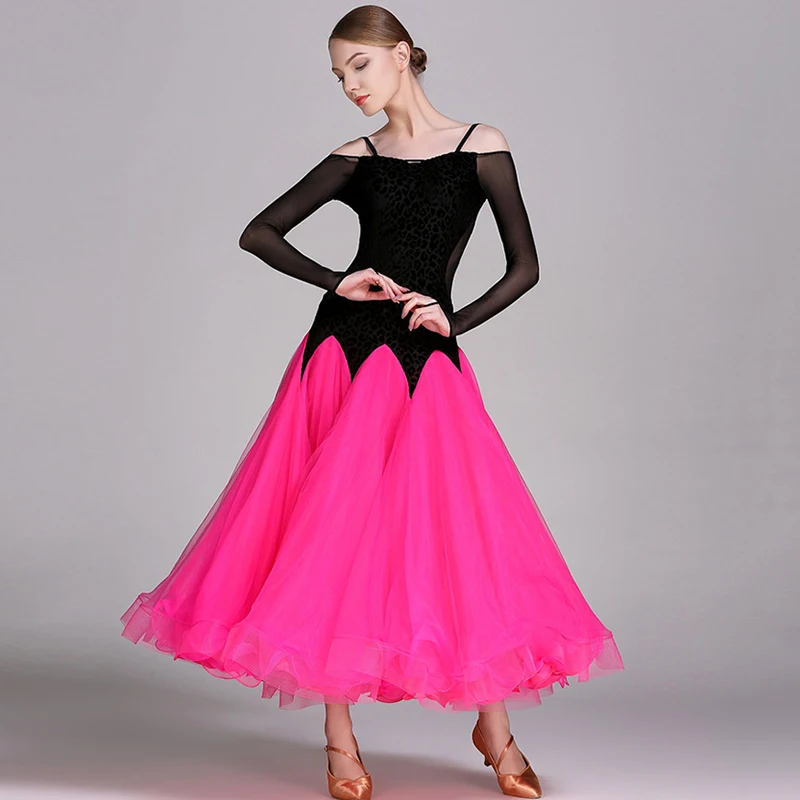 Женское платье для бальных танцев зеленое или синее стандартное танго-вальса