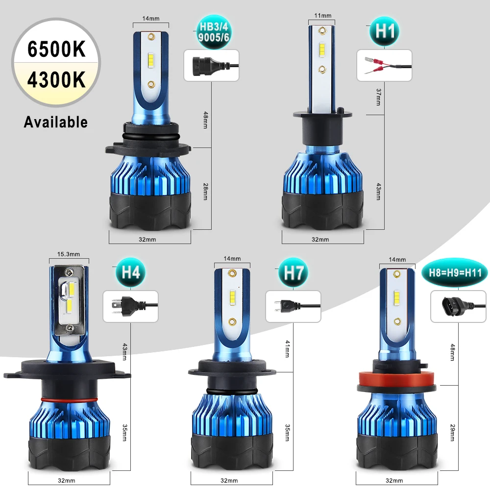 

H4 Led Headlight LED Bulb for Car Fog Light Bulb H1 H3 H7 LED H11 9005 9006 HB3 HB4 12000LM 12V Diode Lamps 4300K/6500K