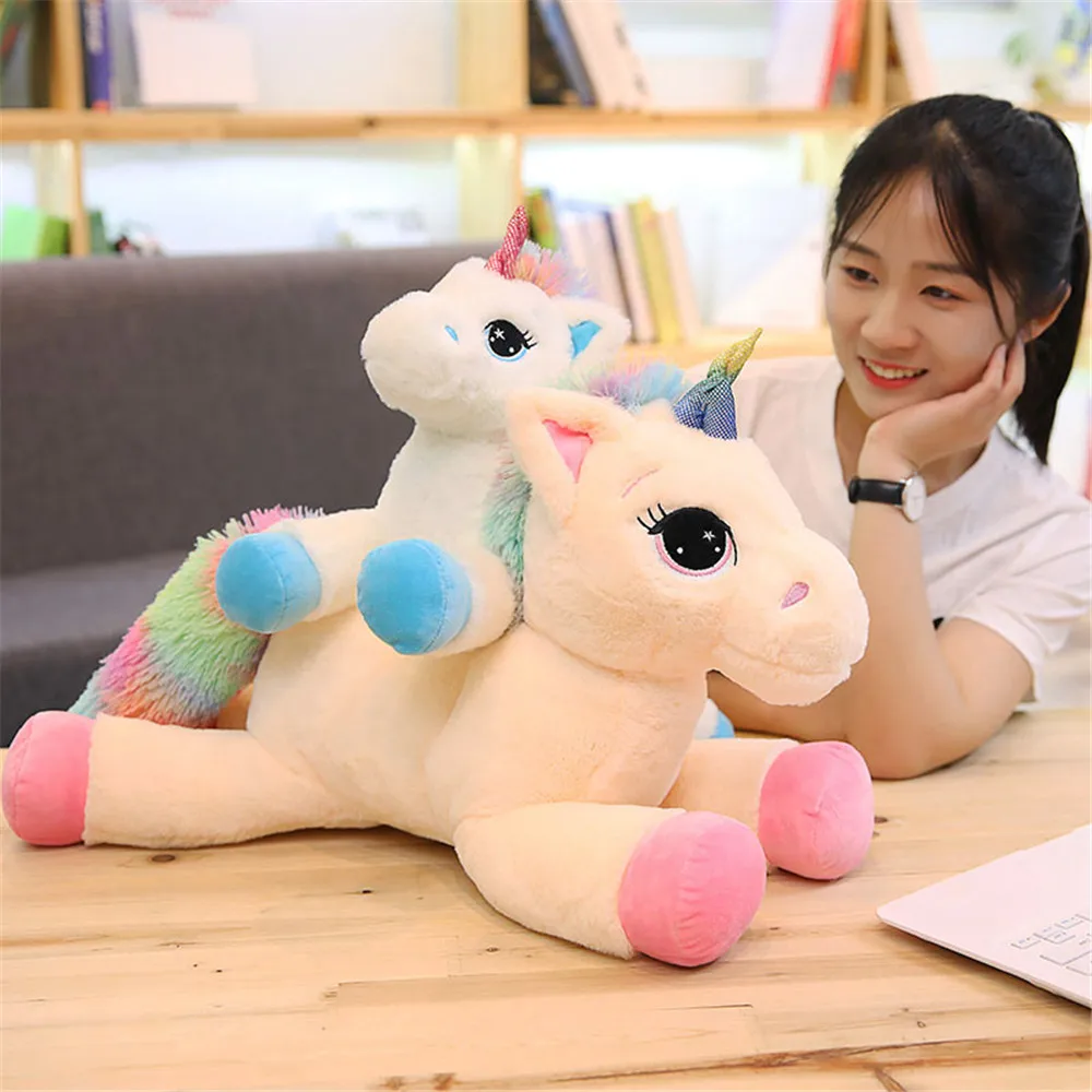 

Large unicorn plush toys soft stuffed animal pillow cute pink white horse doll children birthday gift Christmas Gift Home Decor