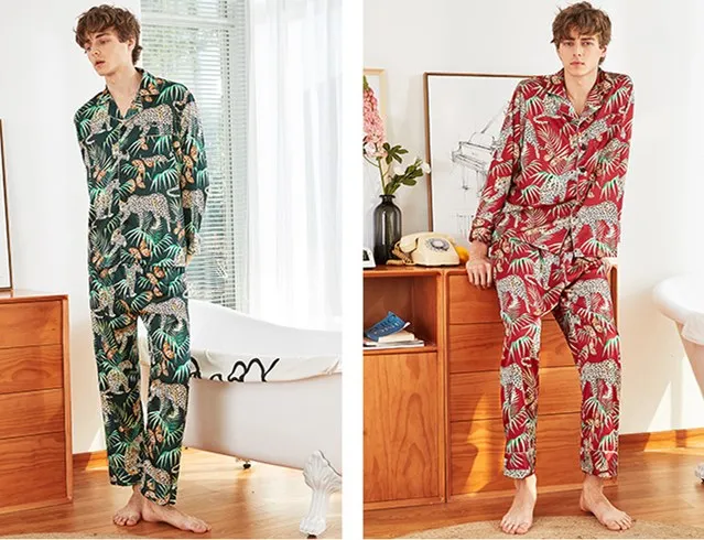 2020 мужские пижамы Мужская пижама осенняя длинная Пижама штаны одежда для сна
