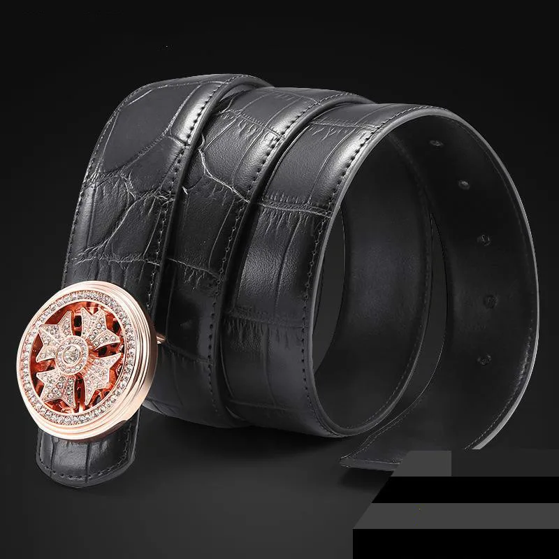 Мужской ремень из натуральной кожи с автоматической металлической