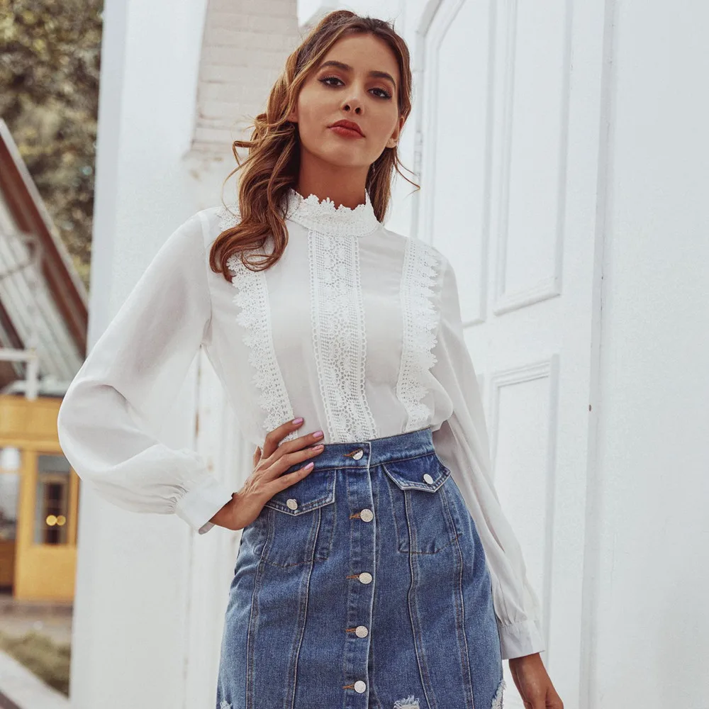 рубашка женская с длинным рукавом топ осень 2019 блузки женские модные новинки