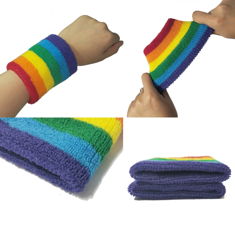 1 Радужный Браслет для поддержки запястья Хлопковое полотенце эластичная пряжа
