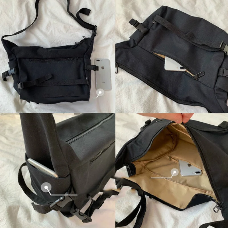 

Shopping Bag Harajuku Dark Fan Tooling Canvas Bag Female Korean Wild Pure Color Student Ins Japanese One-shoulder Messenger Bag