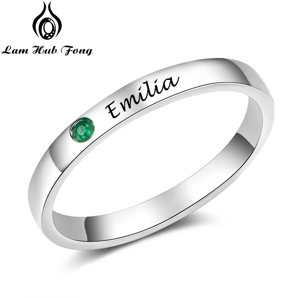 Genuine Silver Color Ring for Women Ring Personalized Birthstone Ring Fine Jewelry Unique Gift (Lam Hub Fong)