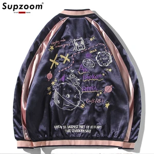 2020 new hot brand clothing embroidery bomber jacket embroidered collar men loose popular logo couples leisure cardigan coat free global shipping