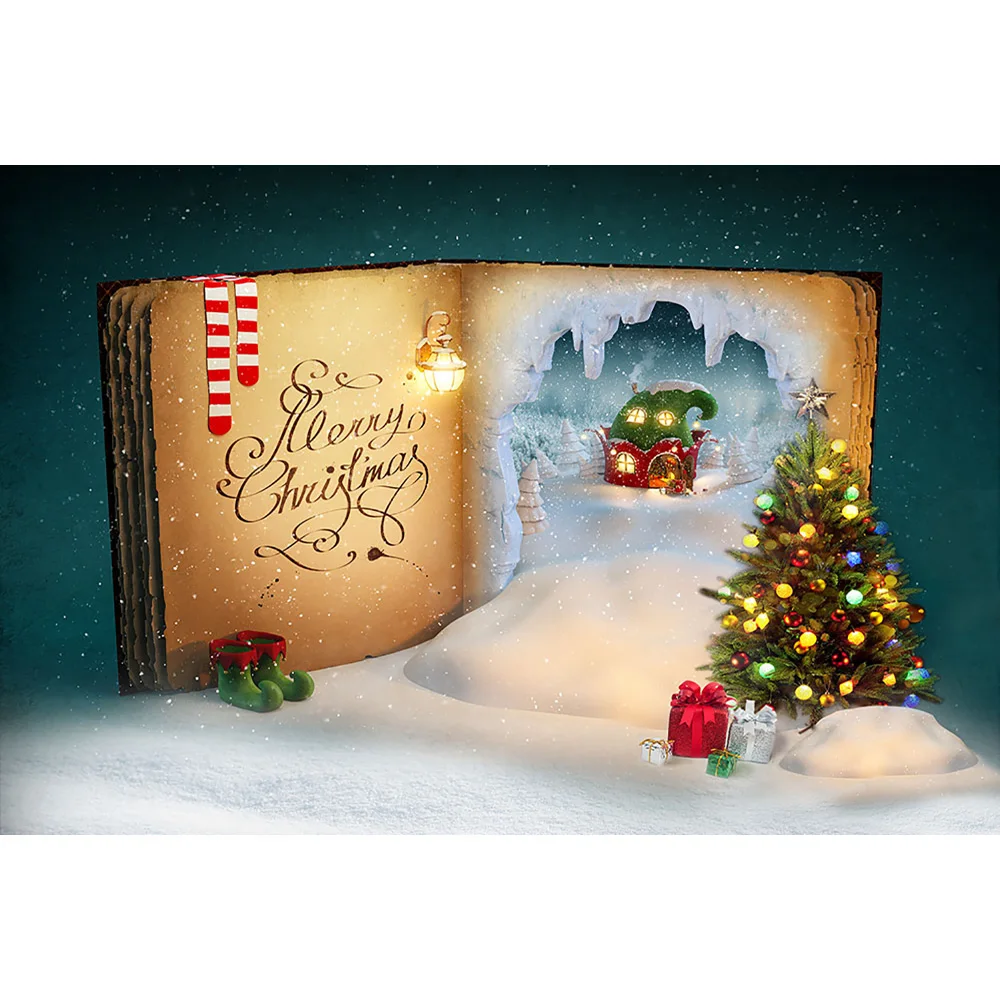 Фон для фотосъемки зимняя Рождественская елка фото фон книги носки белая