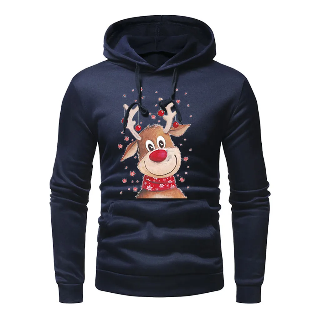 Толстовки свитшоты осень зима Harajuku пуловер Свободный принт с рождественским