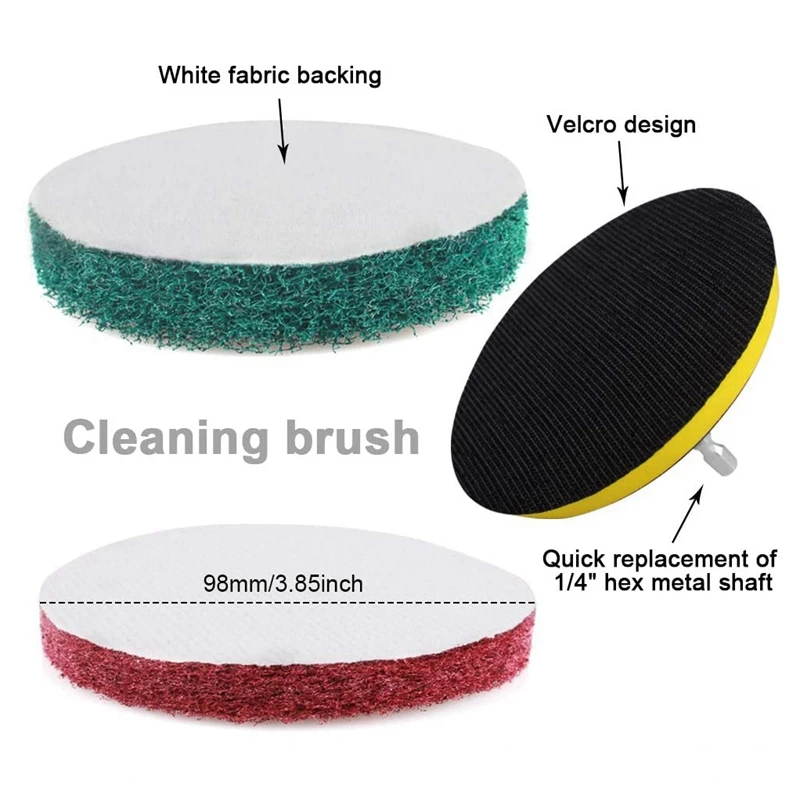 

3 Pcs Drill Brush Attachment 7 Pcs Scouring Pads Scrubber Brush Cleaning Kit-All Purpose Cleaner for Bathroom Surfaces
