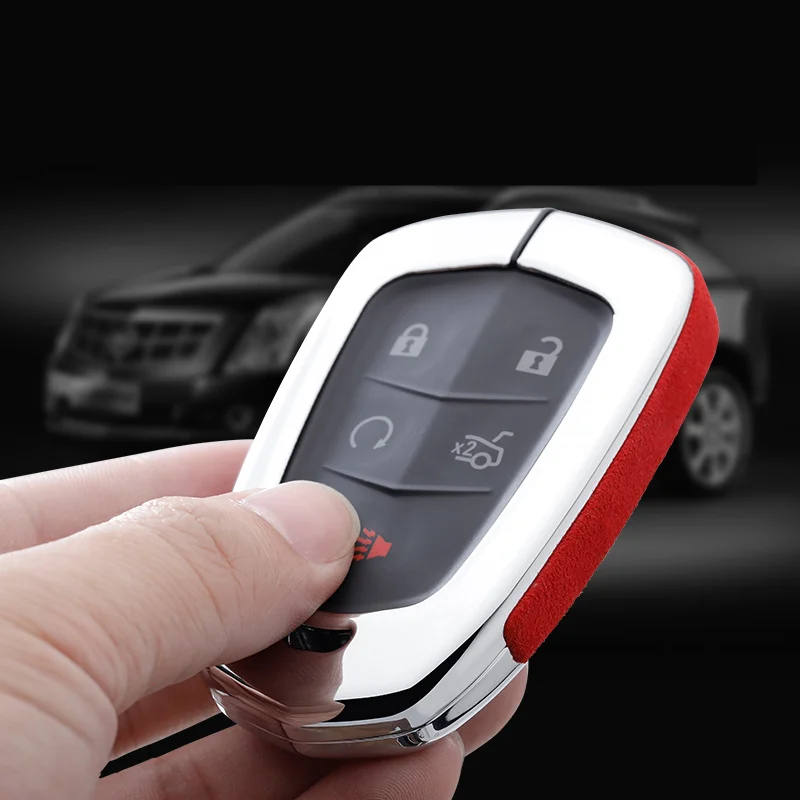 

High quality Suede Leather Zinc alloy Protect Car Key Cover Case For Cadillac XT5 XTS ATS CT6 CTS ATS 28TA Keychain Accessories