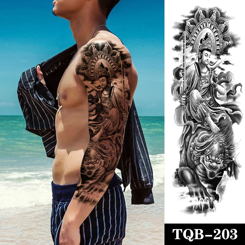 

Waterproof Temporary Tattoo Sticker Totem Buddha Monster Full Arm Large Size Sleeve Tatoo Fake Tatto Flash Tattoos for Men Women