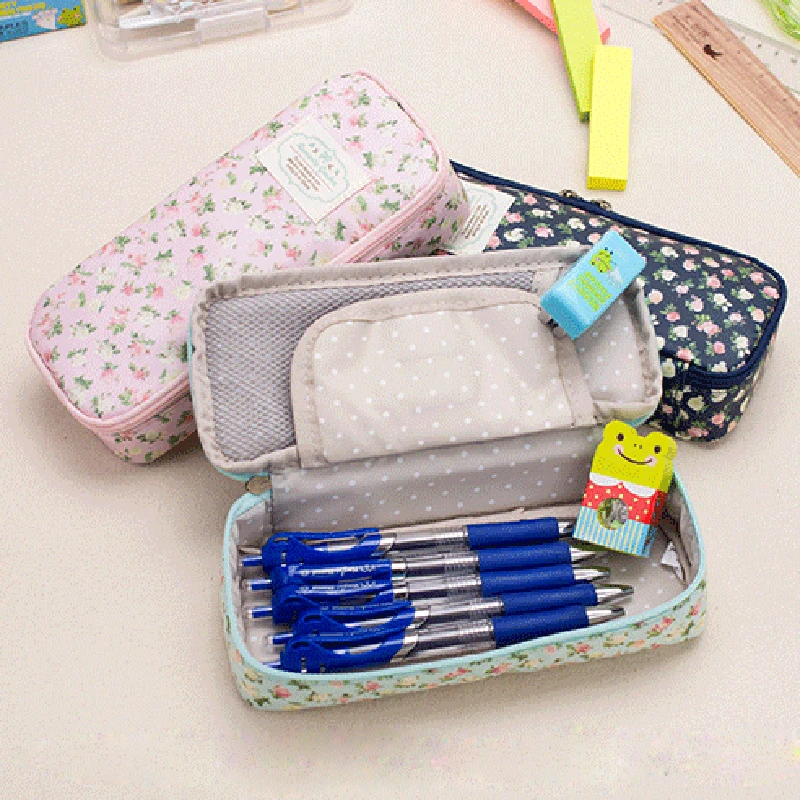 

Пенал для карандашей, Холщовый, большой емкости, на молнии
