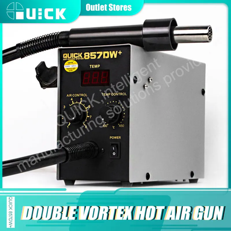 Quick 857DW+ hot air gun soldering station Double vortex digital display heat gun hot air temperature control phone repair tools