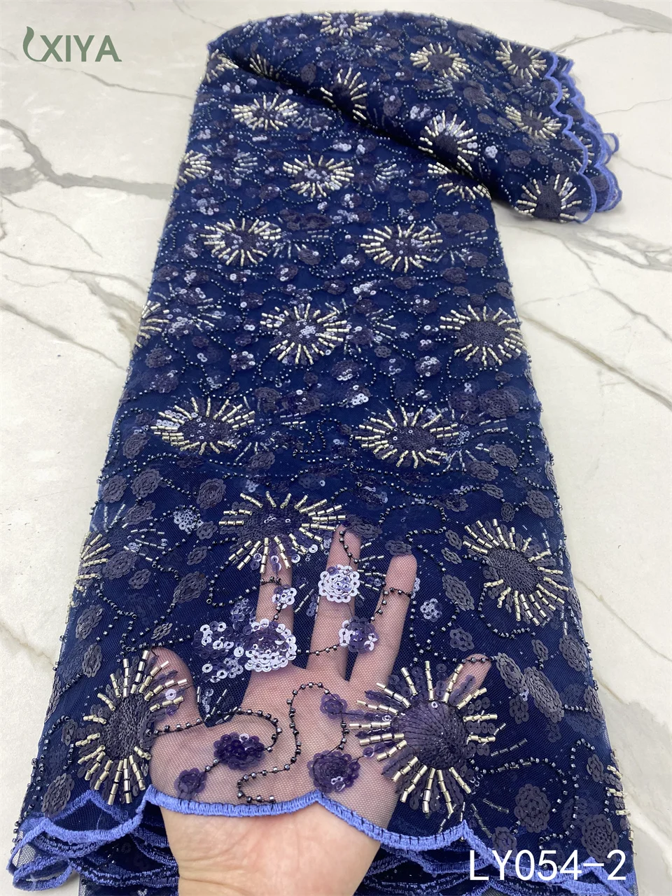 

Новейшие кружевные ткани ручной работы из бисера, Высококачественная африканская французская Тюлевая кружевная ткань с бусинами, нигерийс...