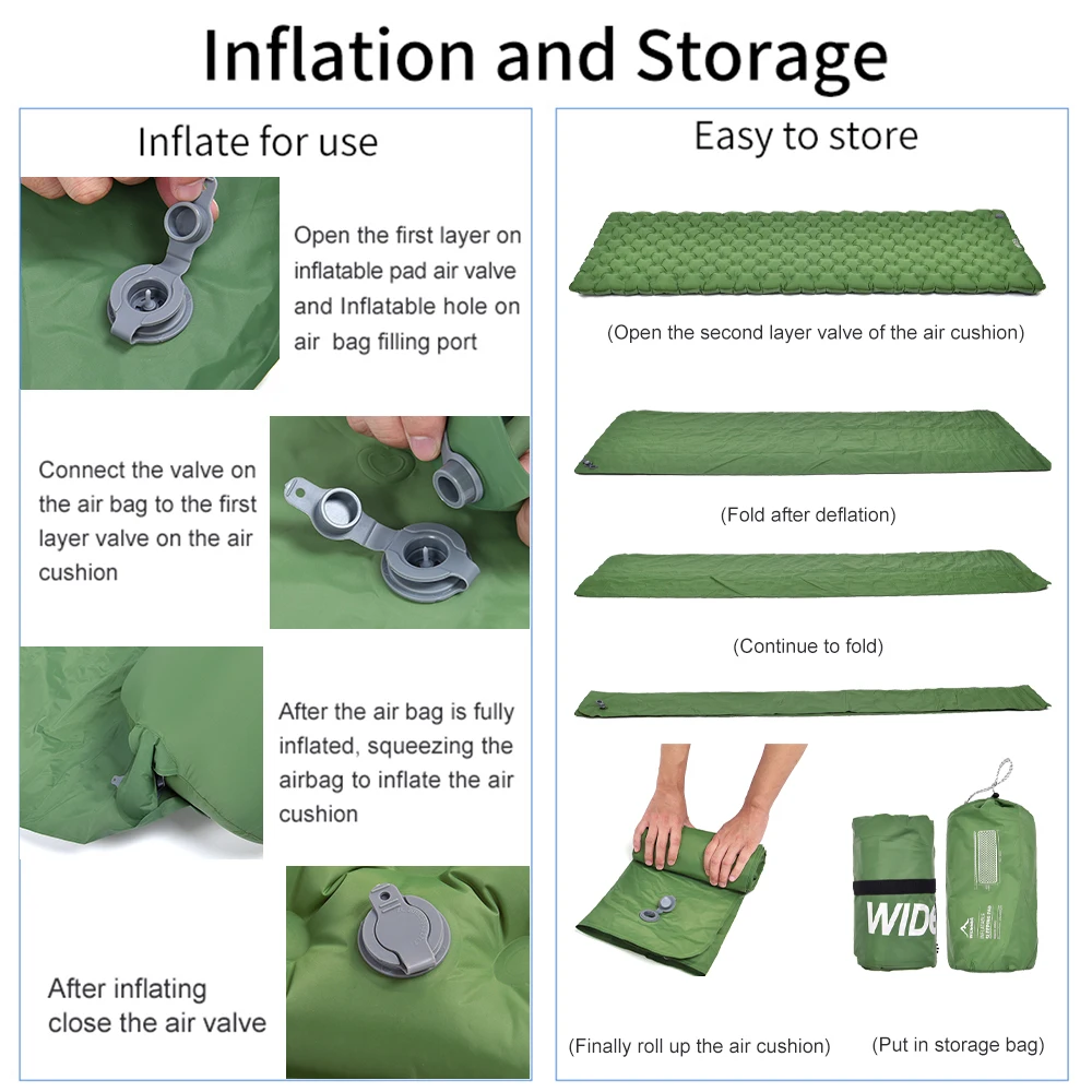 Туристический надувной матрас Widesea легкий Одноместный для отдыха на открытом