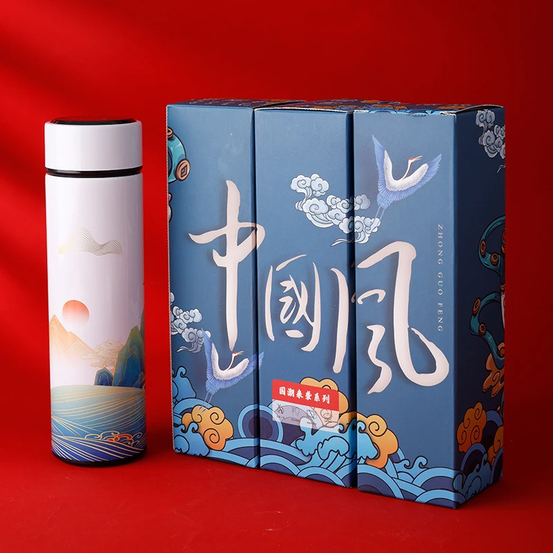 

Chinese Style Intelligent Thermos Coffee Mug 304 Stainless Steel Vacuum Flask with Tea Infuser Thermocup Water Bottle Best Gift