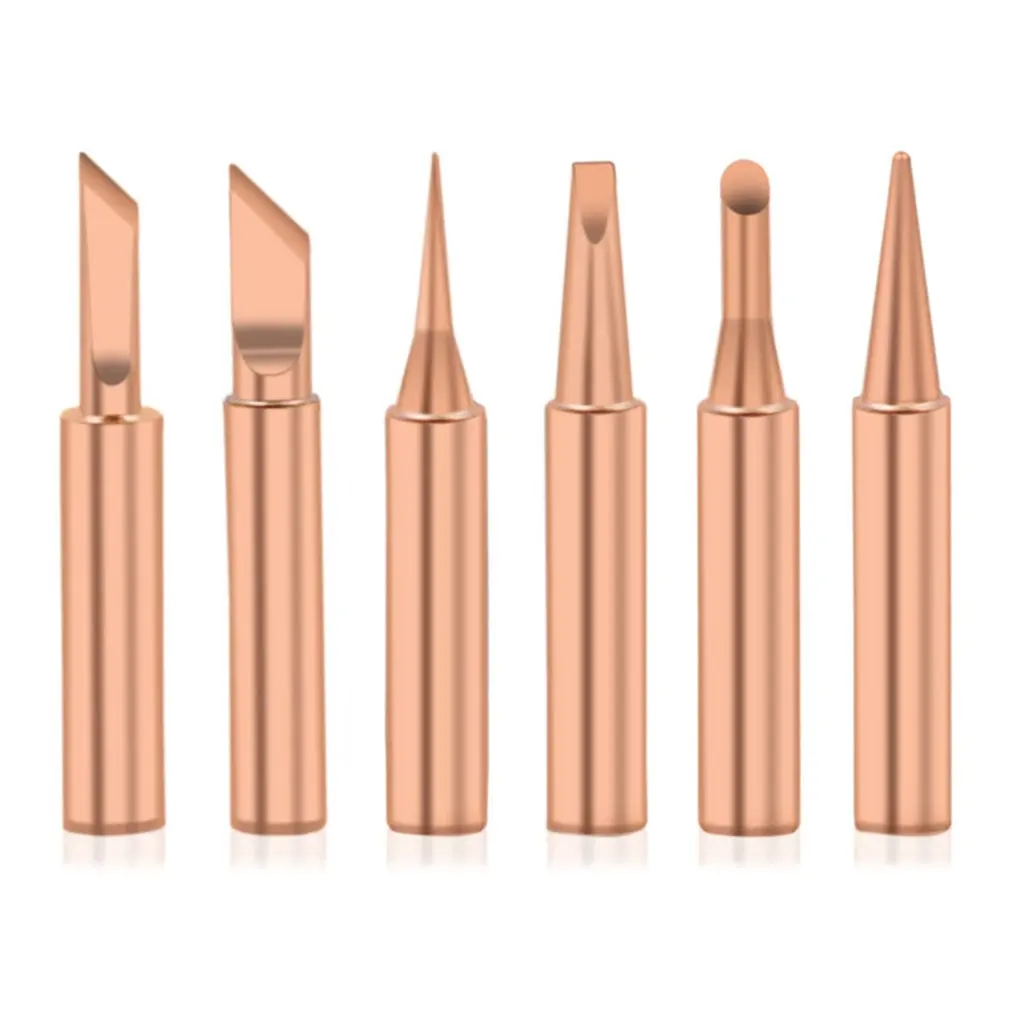 

6pcs/set Soldering Iron Tips Pure Copper 900M-T Soldering Iron Tip Lead-free Solder Tips Welding Head Soldering Tools